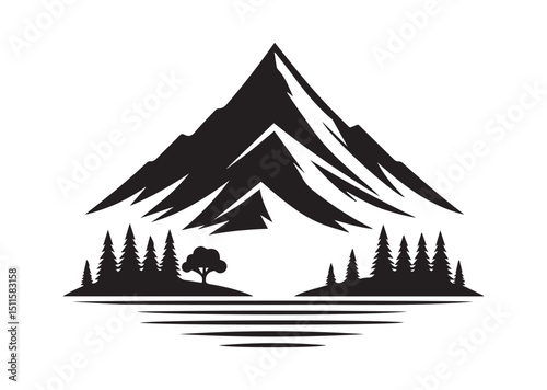 Mountain Silhouette Vector, Mountain Icon