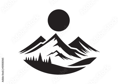 Mountain Silhouette Vector, Mountain Icon