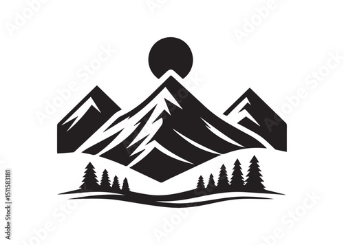 Mountain Silhouette Vector, Mountain Icon