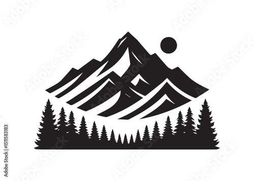 Mountain Silhouette Vector, Mountain Icon