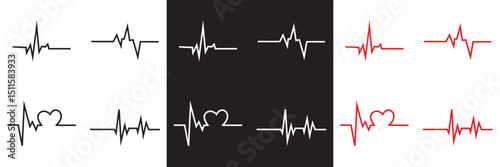 Heartbeat line collection. cardiology, medical pulse, ECG, EKG design,  health monitoring vector. Vector for websites, mobile interfaces, presentations, banner, visual branding etc. EPS 10