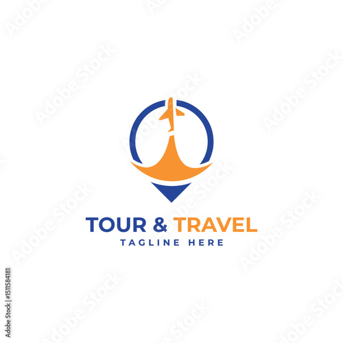 Travel tour airplane globe location logo design modern minimal tourism business