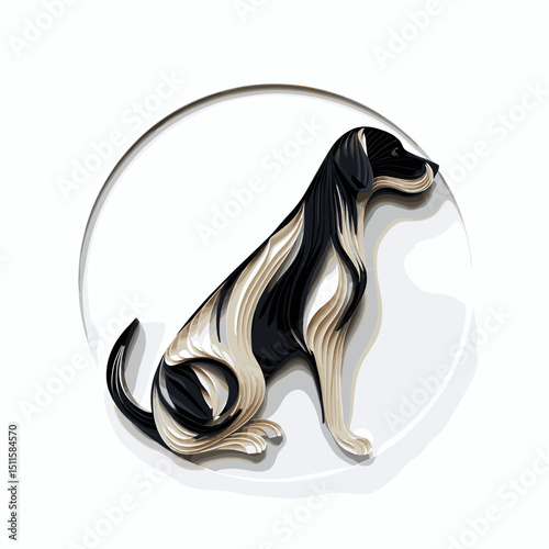 Elegant Black and White Paper Art Dog Portrait