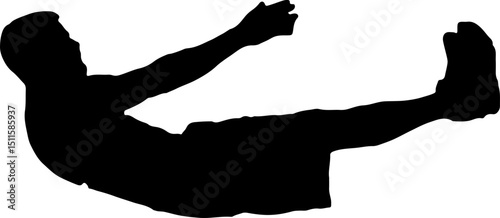 Silhouette of a man stretching his arms and legs