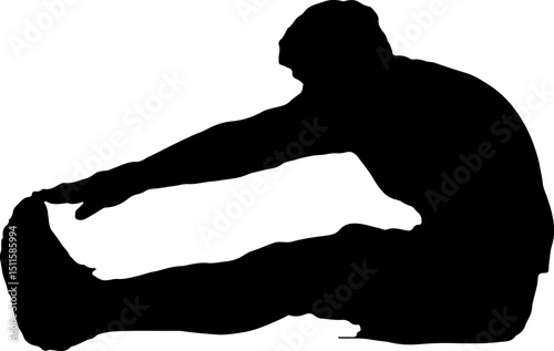 Silhouette of a man stretching and touching himself