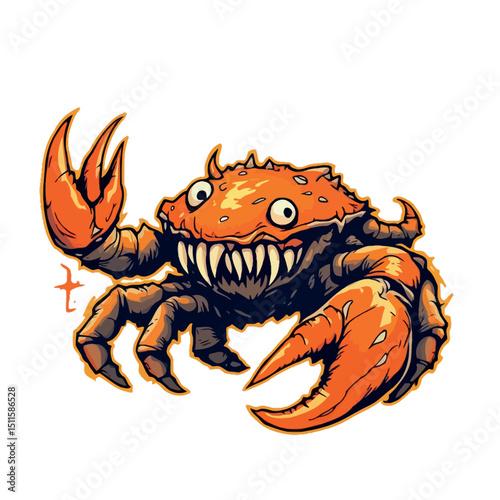 Horror Crustacean Illustration Vector Graphic Design Suitable for a Sticker Design Application