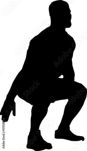 Silhouette of a man ready to jump