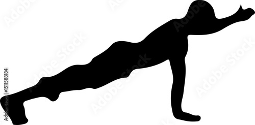 Silhouette of a man doing push-ups with his left and right legs alternating.