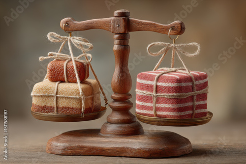 balanced scale displays two wrapped gifts symbolizing reciprocal exchanges and importance of tariff considerations in trade