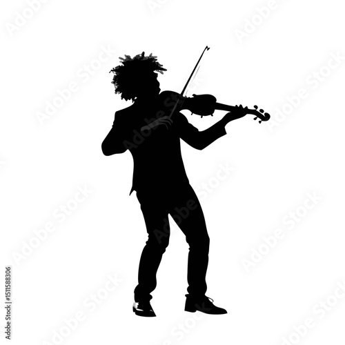 Female Violinist Silhouette, Woman Playing Violin Vector, Elegant Musician Clipart, Classical Performance Pose, Standing String Instrument Art, Graceful Performer Illustration, Violin Player Design