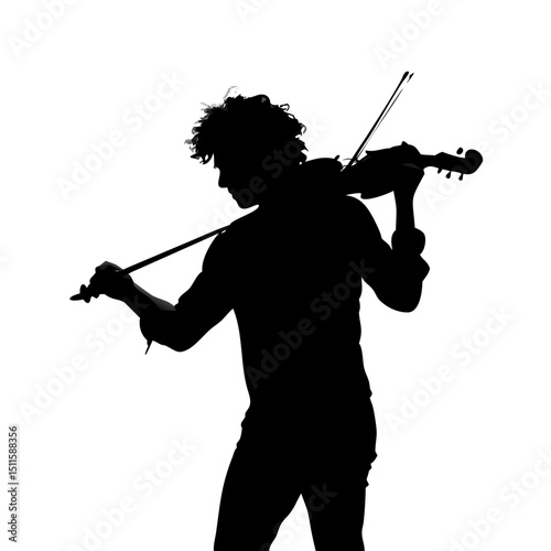Female Violinist Silhouette, Woman Playing Violin Vector, Elegant Musician Clipart, Classical Performance Pose, Standing String Instrument Art, Graceful Performer Illustration, Violin Player Design