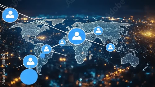 Wallpaper Mural Global Network Connectivity: Visualizing People Connections Across a World Map Torontodigital.ca