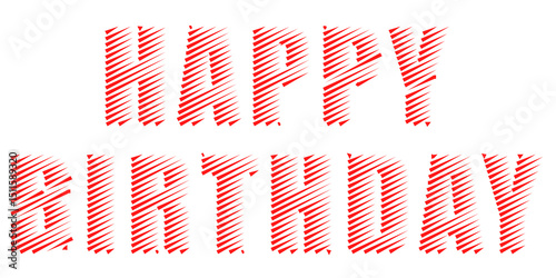 Happy Birthday Abstract Red Color Line Effect for Birthday Celebration Overlay Design Isolated on a Transparent or White Background