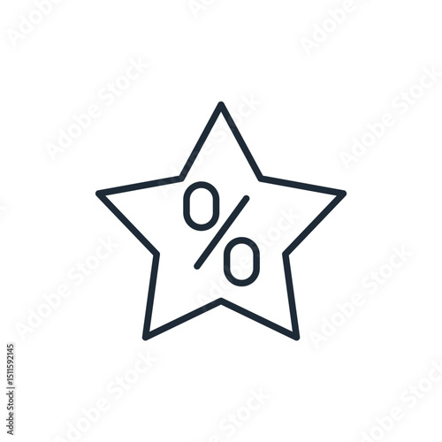 The percentage is marked with a star. Bonus, benefit, offer. Vector  illustration icon isolated on white background.