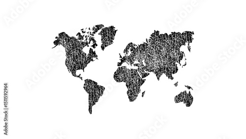 Spray Paint grunge World Map , black isolated silhouette