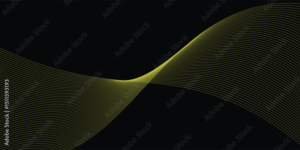 Black abstract backround with yellow curve line for backdrop or presentation
