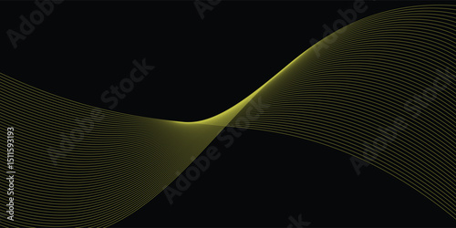 Black abstract backround with yellow curve line for backdrop or presentation