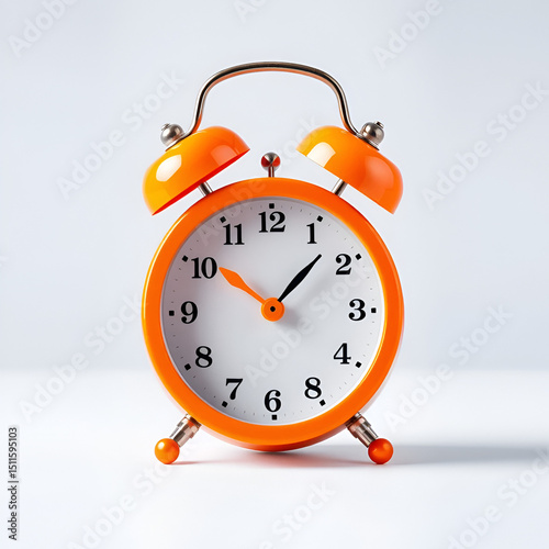 A bright orange alarm clock with bells, symbolizing punctuality and time management