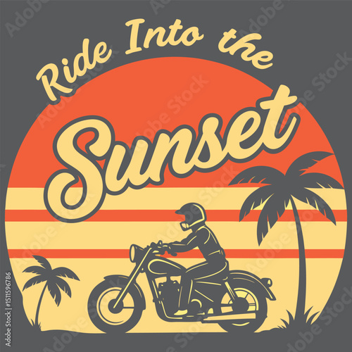 Vector illustration of a vintage motorcycle on the beach, perfect for a summer sport poster design featuring a biker's extreme speed ride