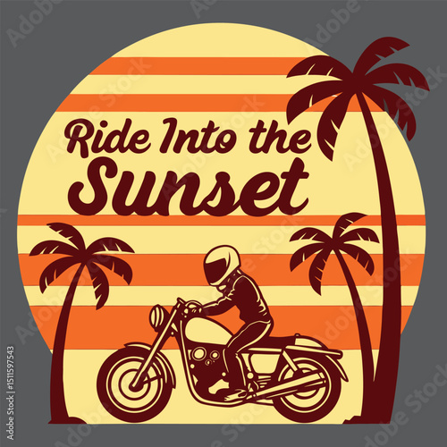 Vector illustration of a vintage motorcycle on the beach, perfect for a summer sport poster design featuring a biker's extreme speed ride