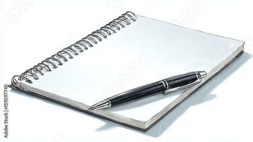 Wallpaper Mural A clean illustration of a spiral notebook with a black pen resting on top, perfect for stationery design, journaling content, or productivity-themed visuals. Torontodigital.ca