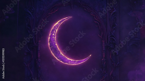 Crescent moon in dark archway