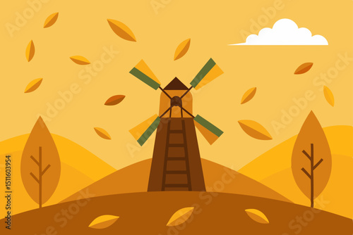 windmill in autumn landscape