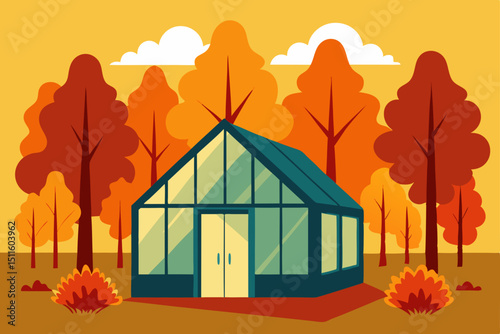 autumn landscape with house