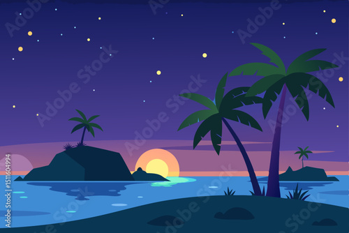 tropical island with palm trees