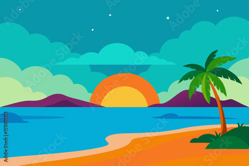 vector illustration of a tropical island
