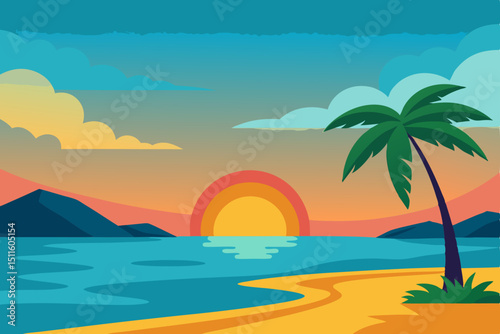 tropical island with palm trees