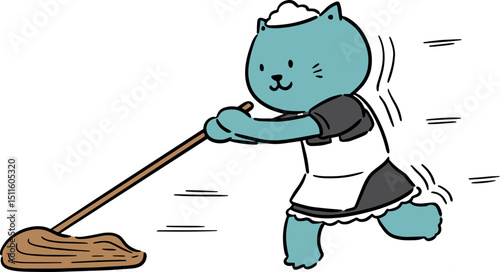 Illustration of maid cat
