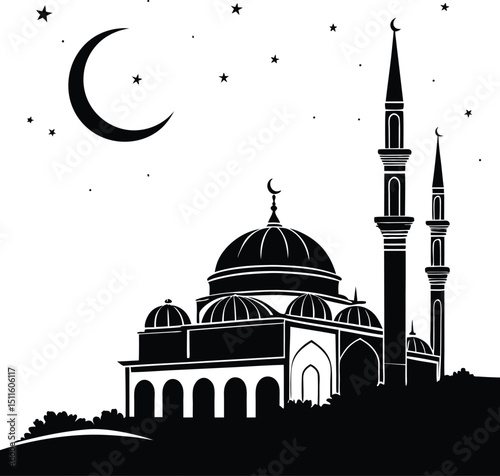 Mosque Vector, Vector Art, Illustration, Masjid Vector, Masjid Illustration, tomb vector, dome vector