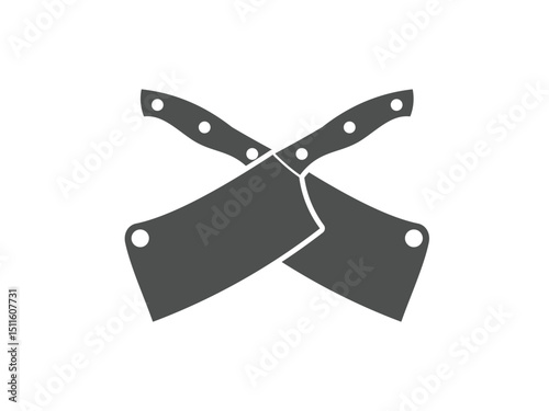 crossed butcher knives, Butchers hatchets design symbol, vector, isolated on transparent background