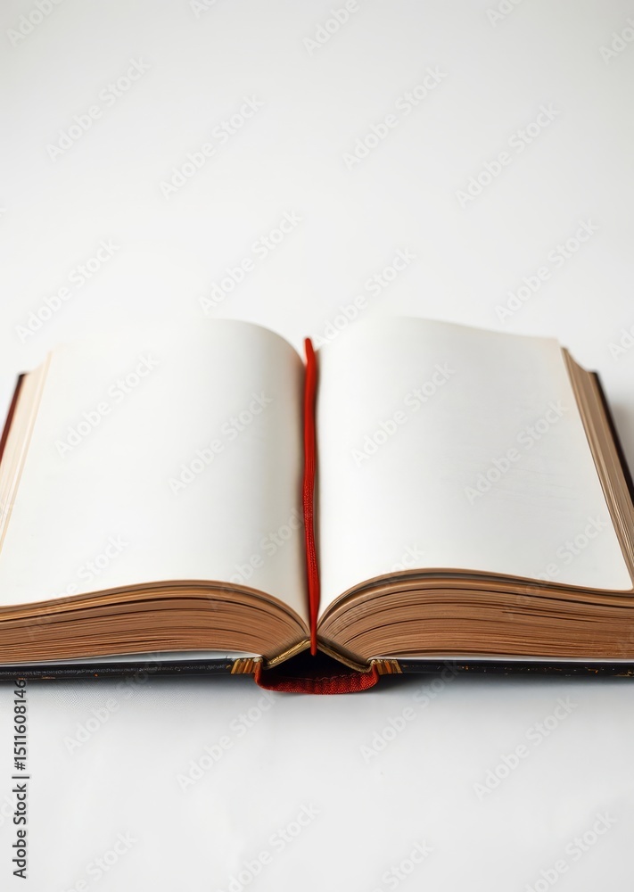 Obraz premium Vintage open book with blank pages on white background for mockup template and creative text space. book mockup. 