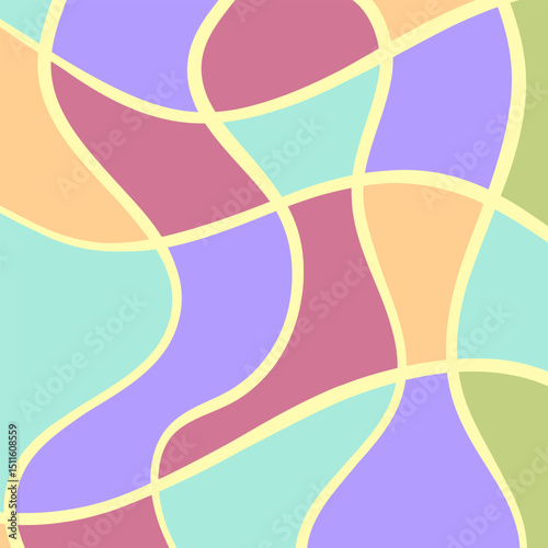 Abstract pattern graphic poster. Funky cross line wavy texture print design with pastel color, contemporary background minimal bold form geometry shapes colorful ornament.