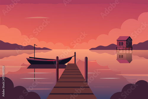 sunset over the river