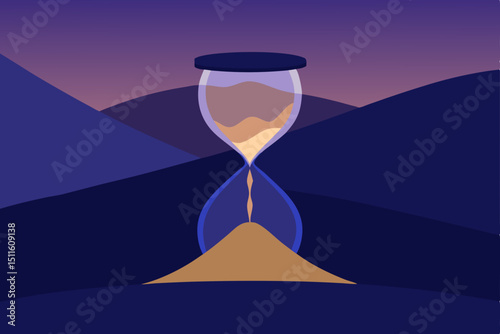 hourglass on black background