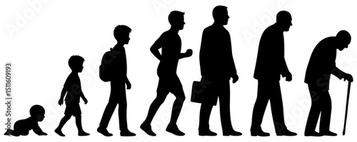 Silhouette of life cycle of man illustration 