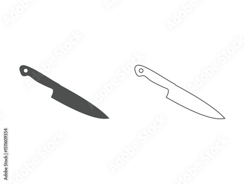 black knife design symbol, vector, isolated on transparent background