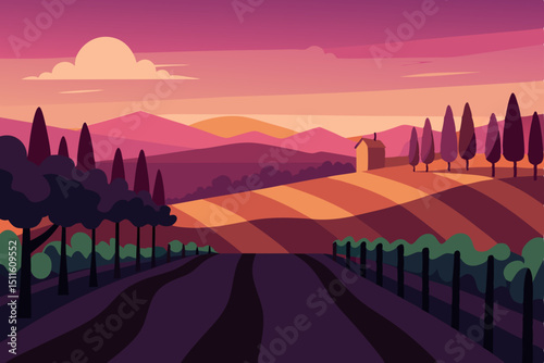 sunset over the river