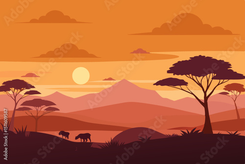 desert landscape with camels