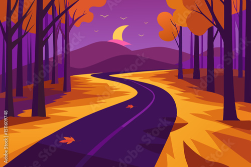 night road in the forest