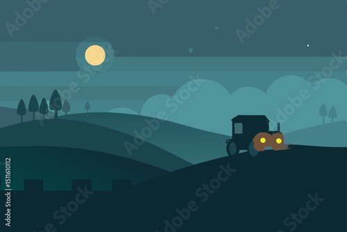 vector illustration of a city at night