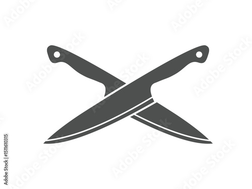 two crossed knife silhouette design symbol, vector, isolated o