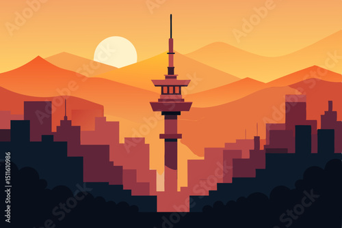 seattle skyline at sunset