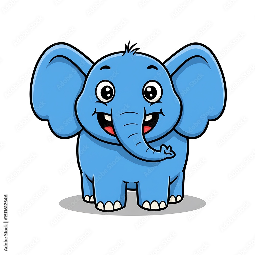 Naklejka premium 青いゾウの笑顔