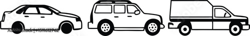 Simple Black and White Car Silhouettes for Transportation Design