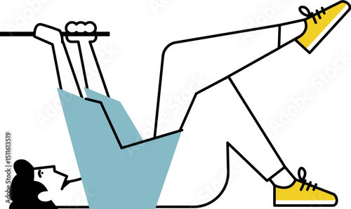 Woman exercise fitness workout stretching leg raise training health wellness lifestyle activity 100 vector art illustration