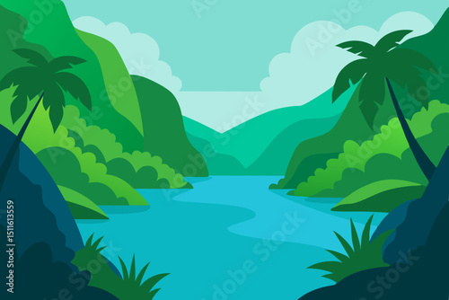 tropical island with palms